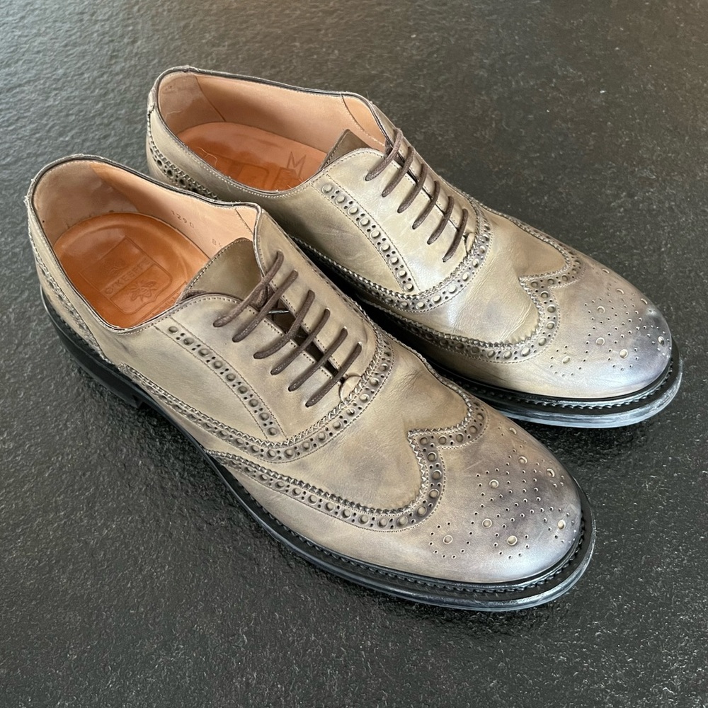 O'Keeffe Rustic Leather Wingtip Brogues size 8.5UK